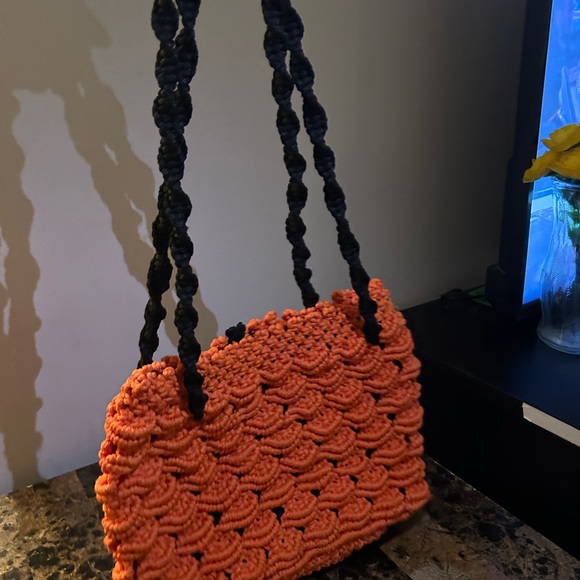 Crotchet orange bag for sale. - Picture 2 of 2